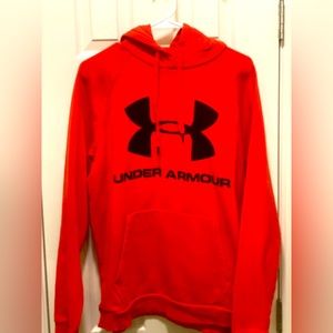 Mens large Under Armour hoodie fusion red/orange